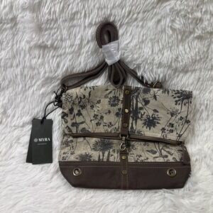 Myra Bag Debonair Tazzie Floral Crossbody Canvas Cowhide Leather